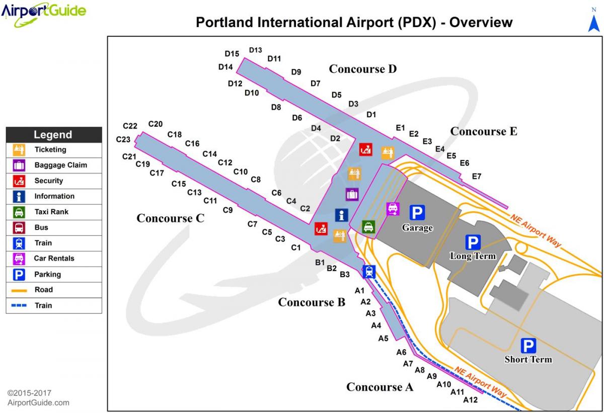 peta dari bandara internasional Portland
