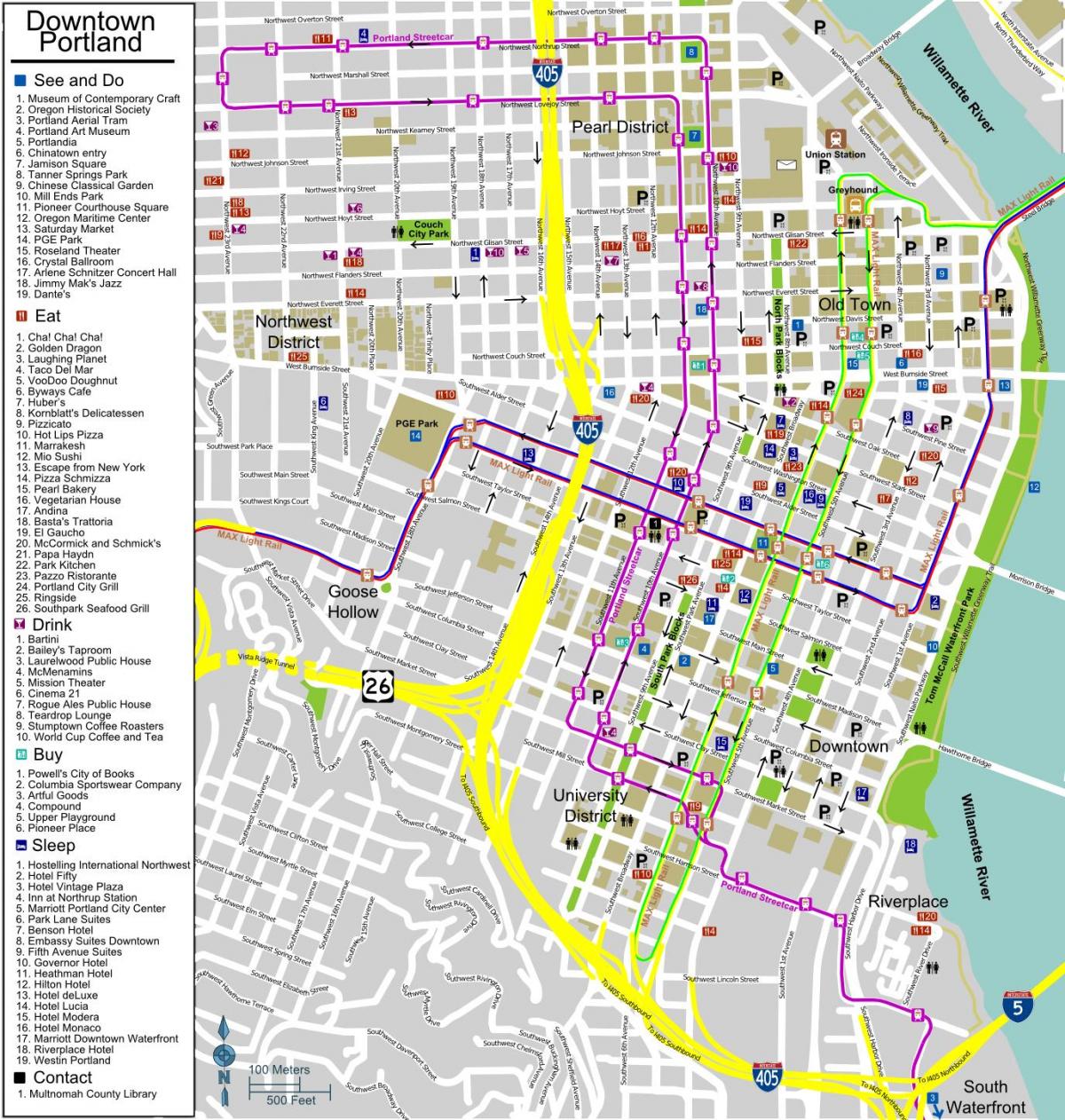 Peta Portland downtown