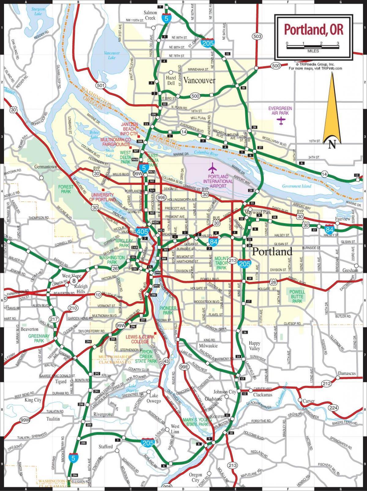 peta dari Portland area metro
