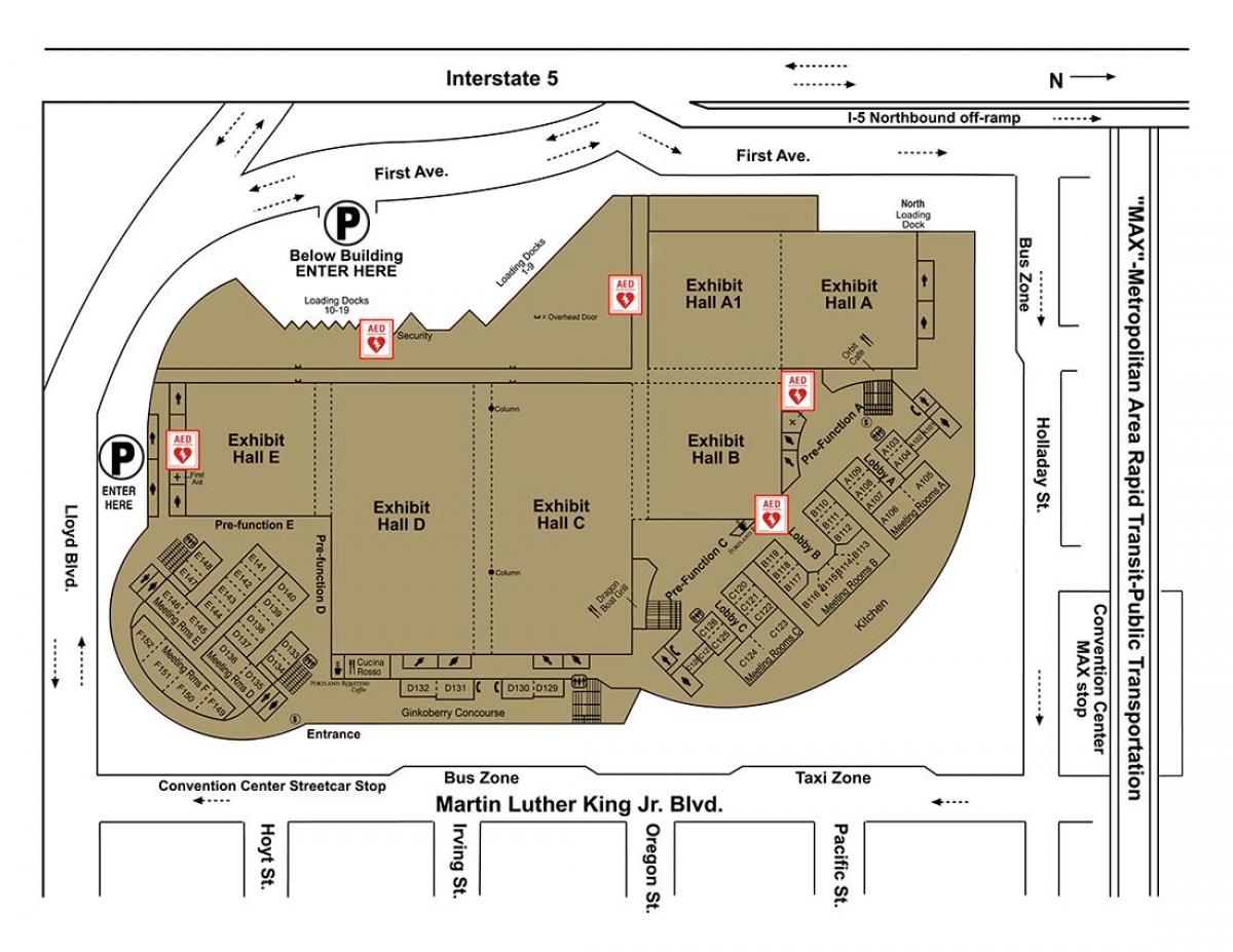 peta dari Portland convention Center