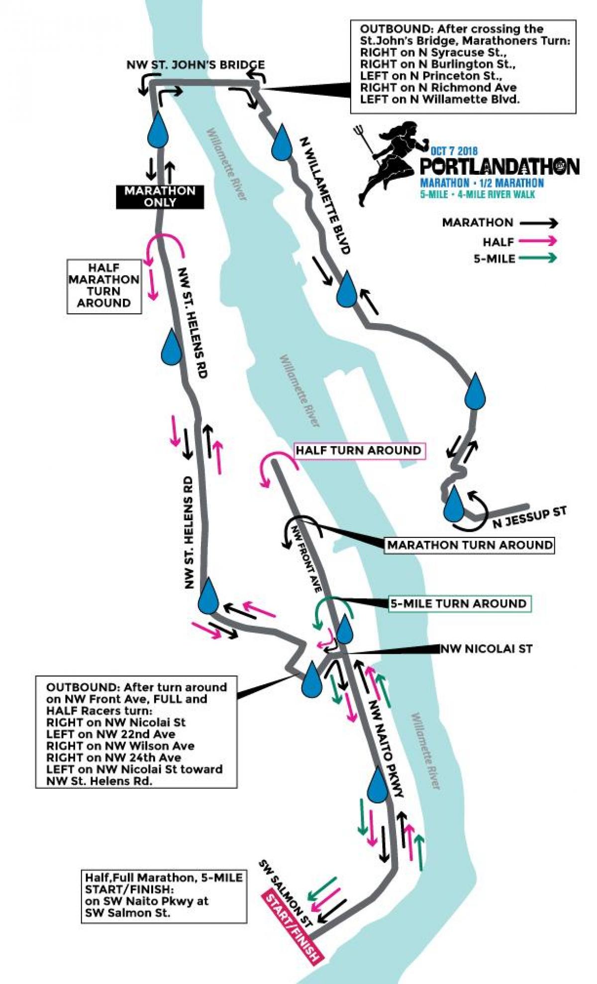 peta dari Portland marathon