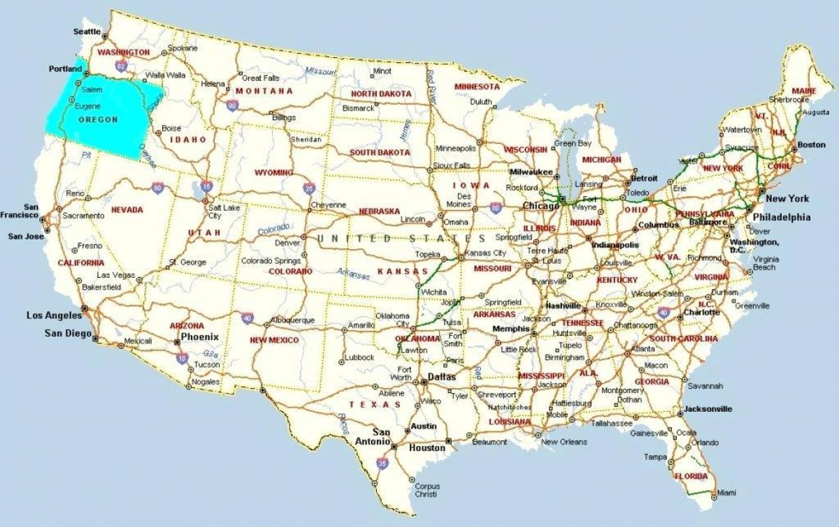 Portland Oregon peta dari USA