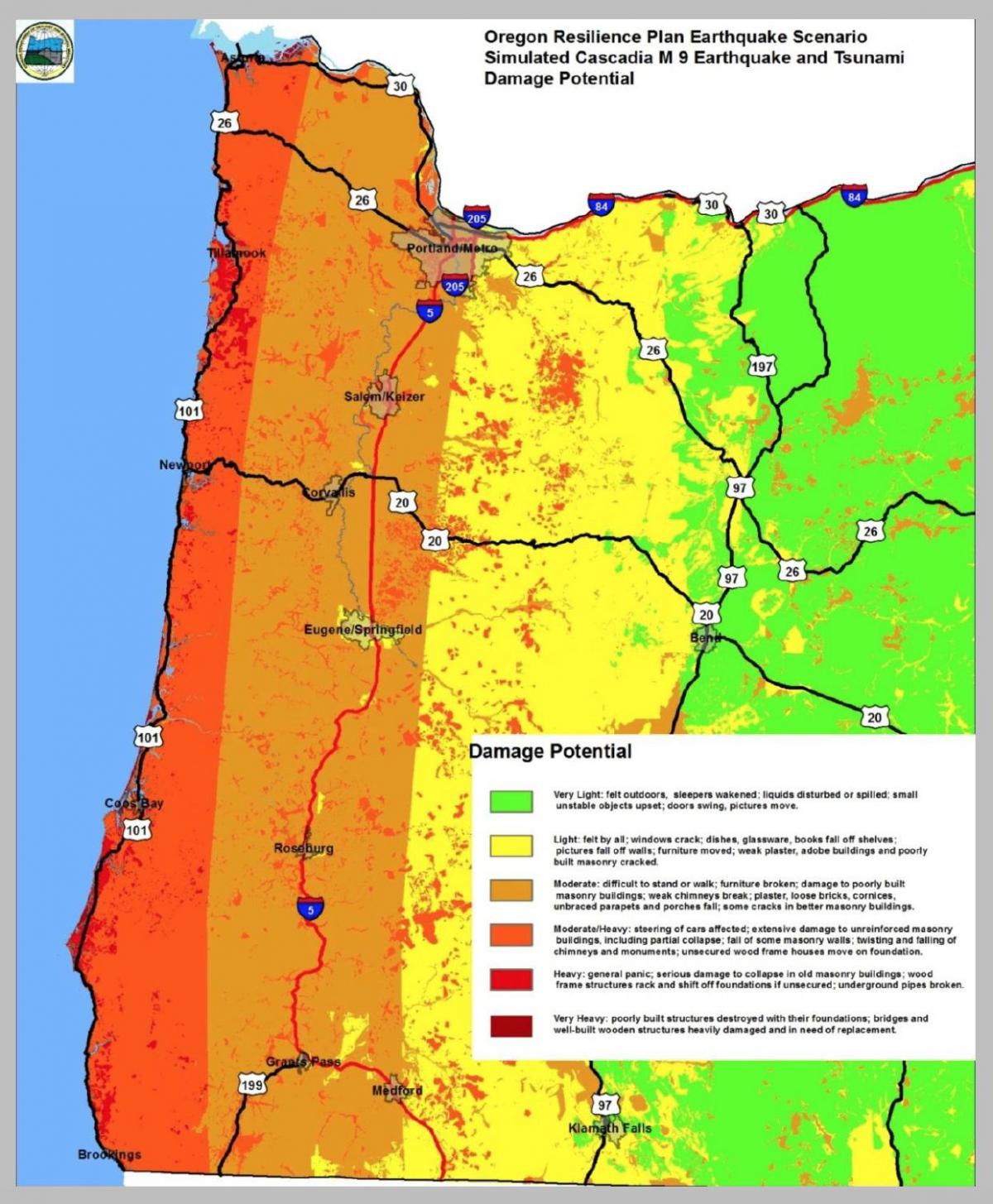 peta gempa Portland Oregon