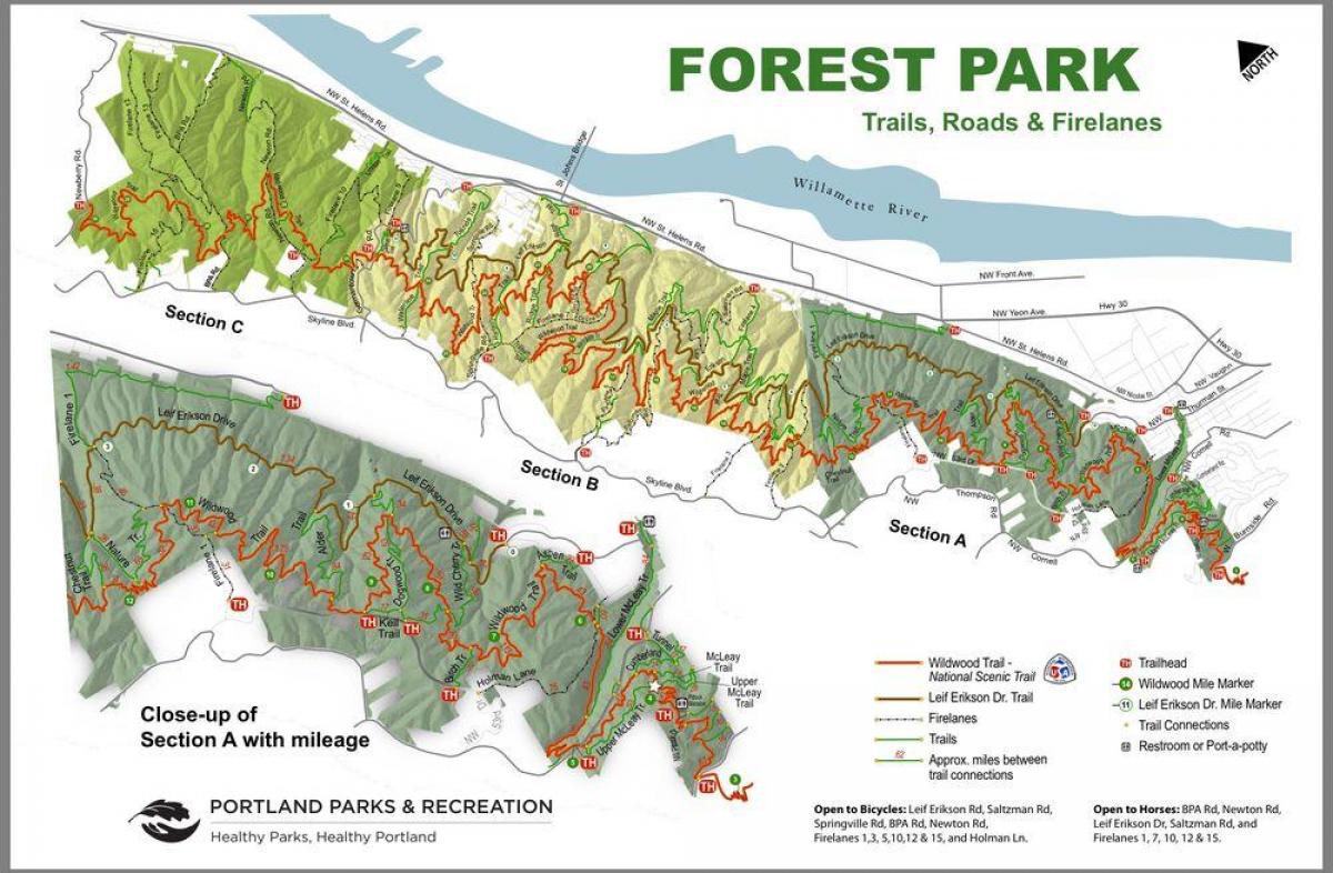 peta Taman Hutan Portland Oregon